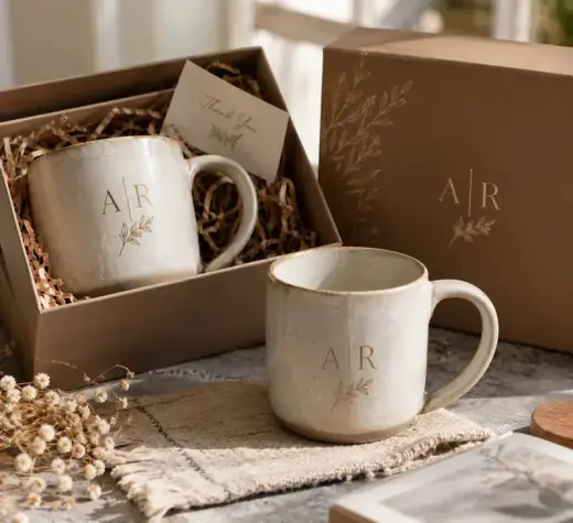 Mug Keramik Stoneware Rustic Monogram
