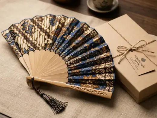 Kipas Lipat Batik Tulis Rangka Kayu