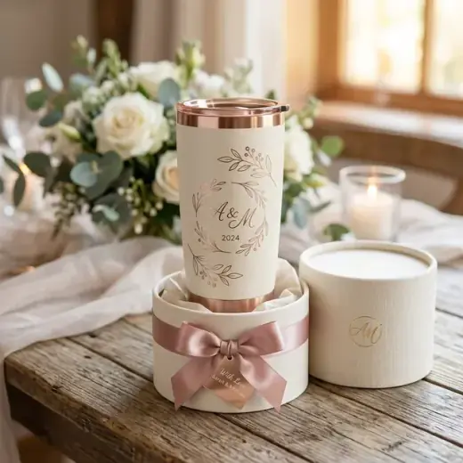 Tumbler Termos Stainless Ivory Tutup Rose Gold